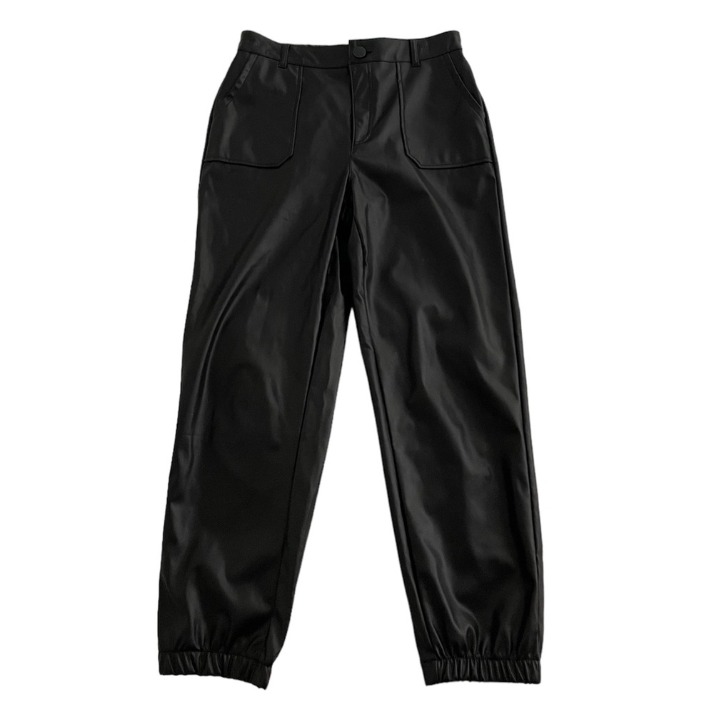 Kendall and Kylie Black Vegan Leather Joggers Size Large